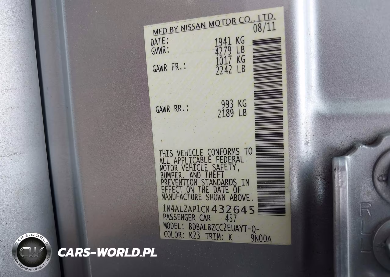 2012 Nissan Altima 2.5 S VIN:1N4AL2AP1CN432645 - 9