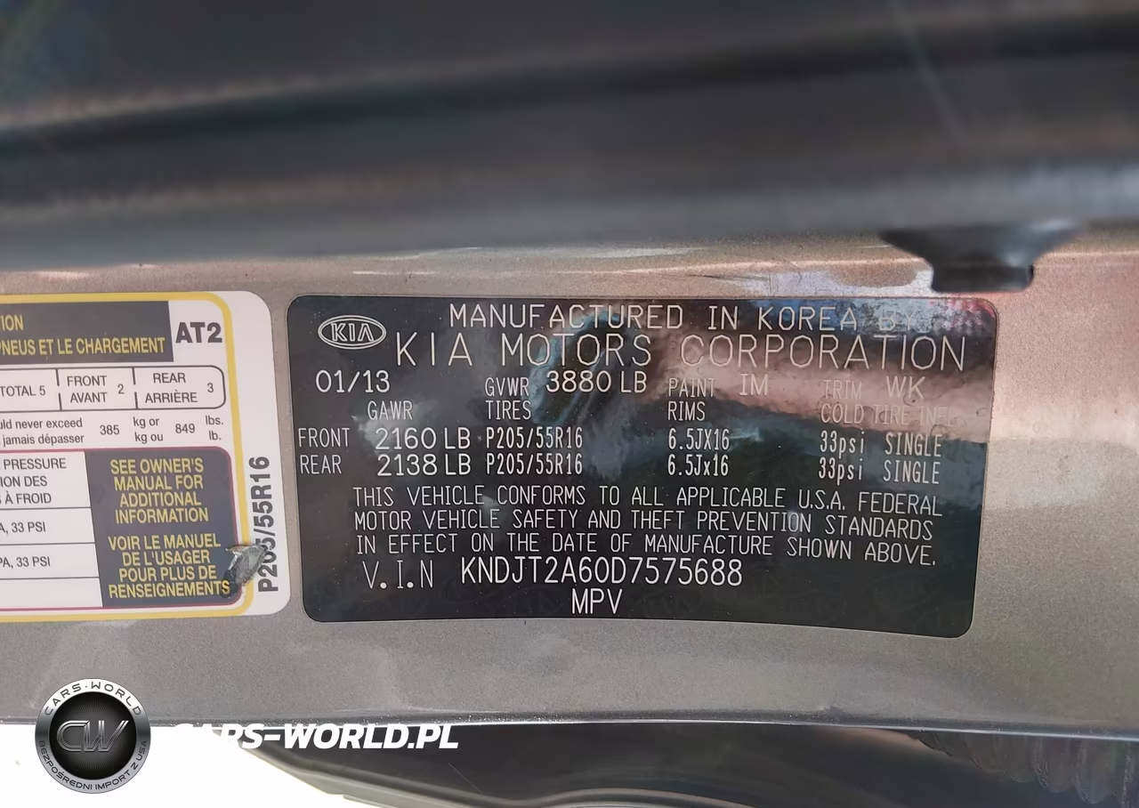 2013 Kia Soul + VIN:KNDJT2A60D7575688 - 9