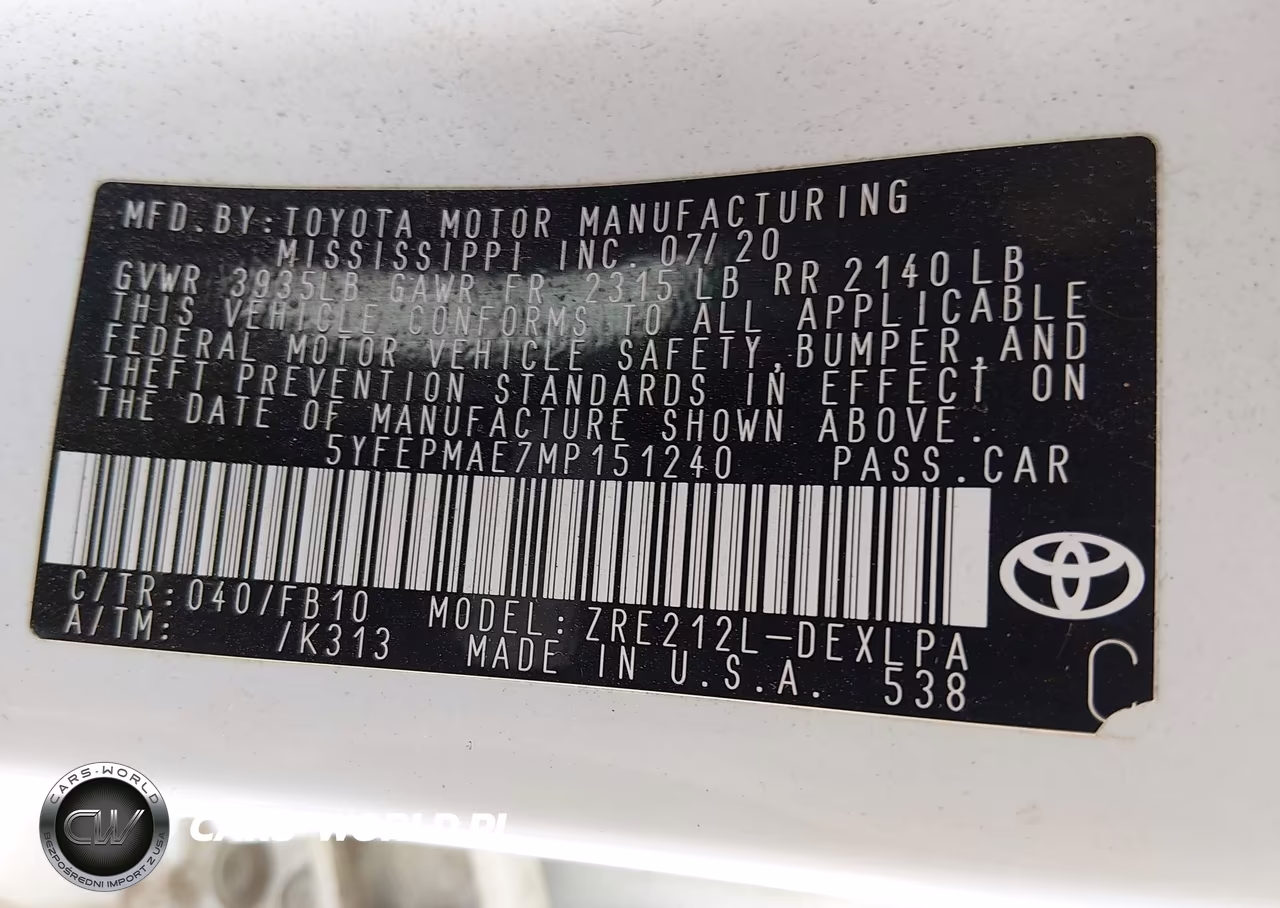 2021 Toyota Corolla Le VIN:5YFEPMAE7MP151240 - 9