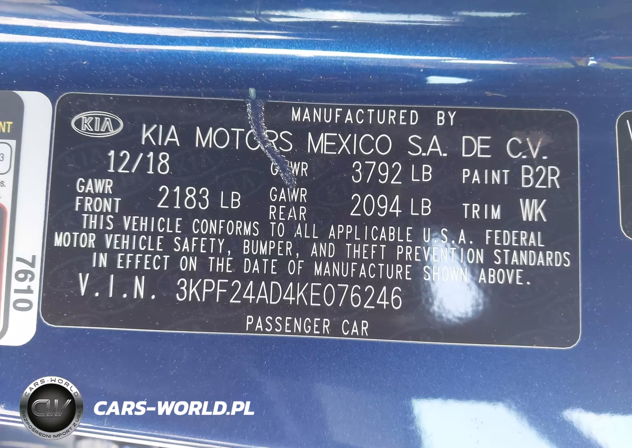 2019 Kia Forte Lxs VIN:3KPF24AD4KE076246 - 9