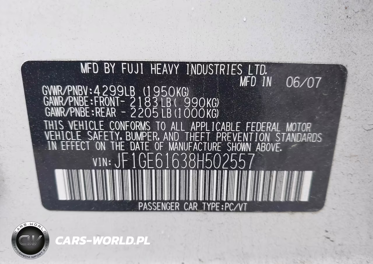 2008 Subaru Impreza (Natl) I VIN:JF1GE61638H502557 - 9