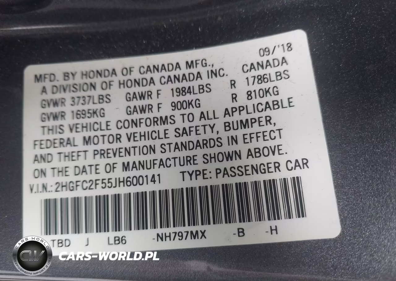2018 Honda Civic Lx VIN:2HGFC2F55JH600141 - 9