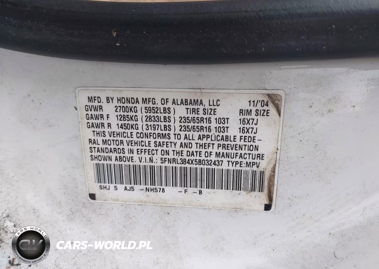 2005 Honda Odyssey Ex VIN:5FNRL384X5B032437 - 9