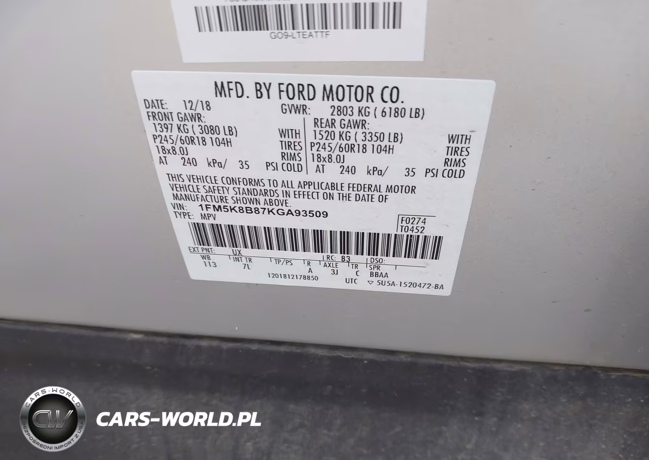 2019 Ford Explorer VIN:1FM5K8B87KGA93509 - 9