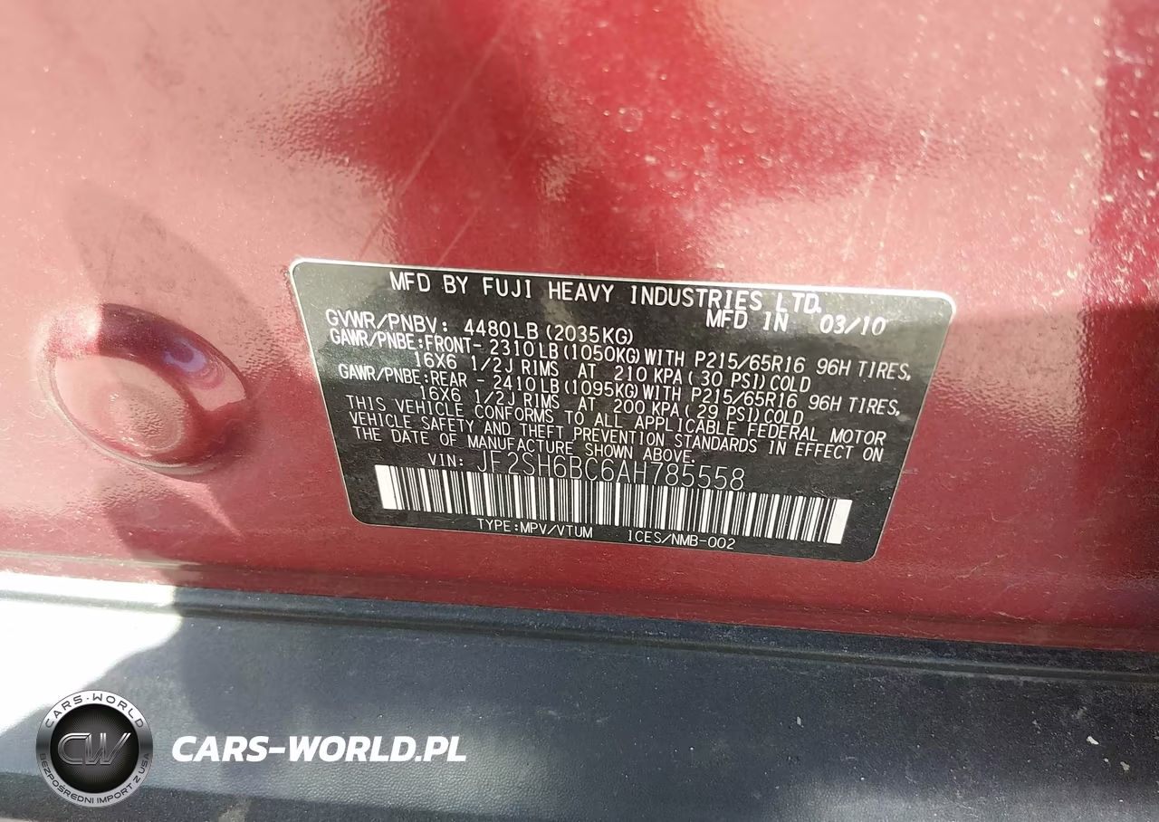 2010 Subaru Forester Xs VIN:JF2SH6BC6AH785558 - 9