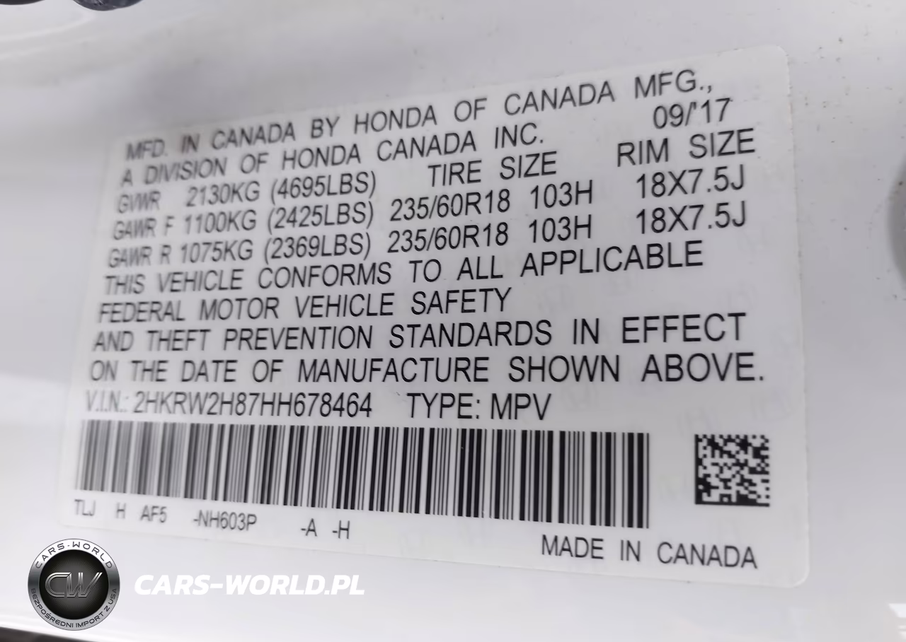 2017 Honda Cr-V Ex-L-Ex-L Navi VIN:2HKRW2H87HH678464 - 9