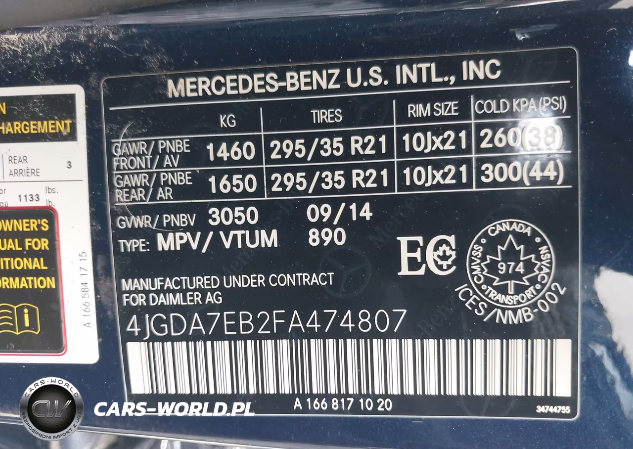 2015 Mercedes-Benz Ml 63 Amg 4Matic VIN:4JGDA7EB2FA474807 - 9