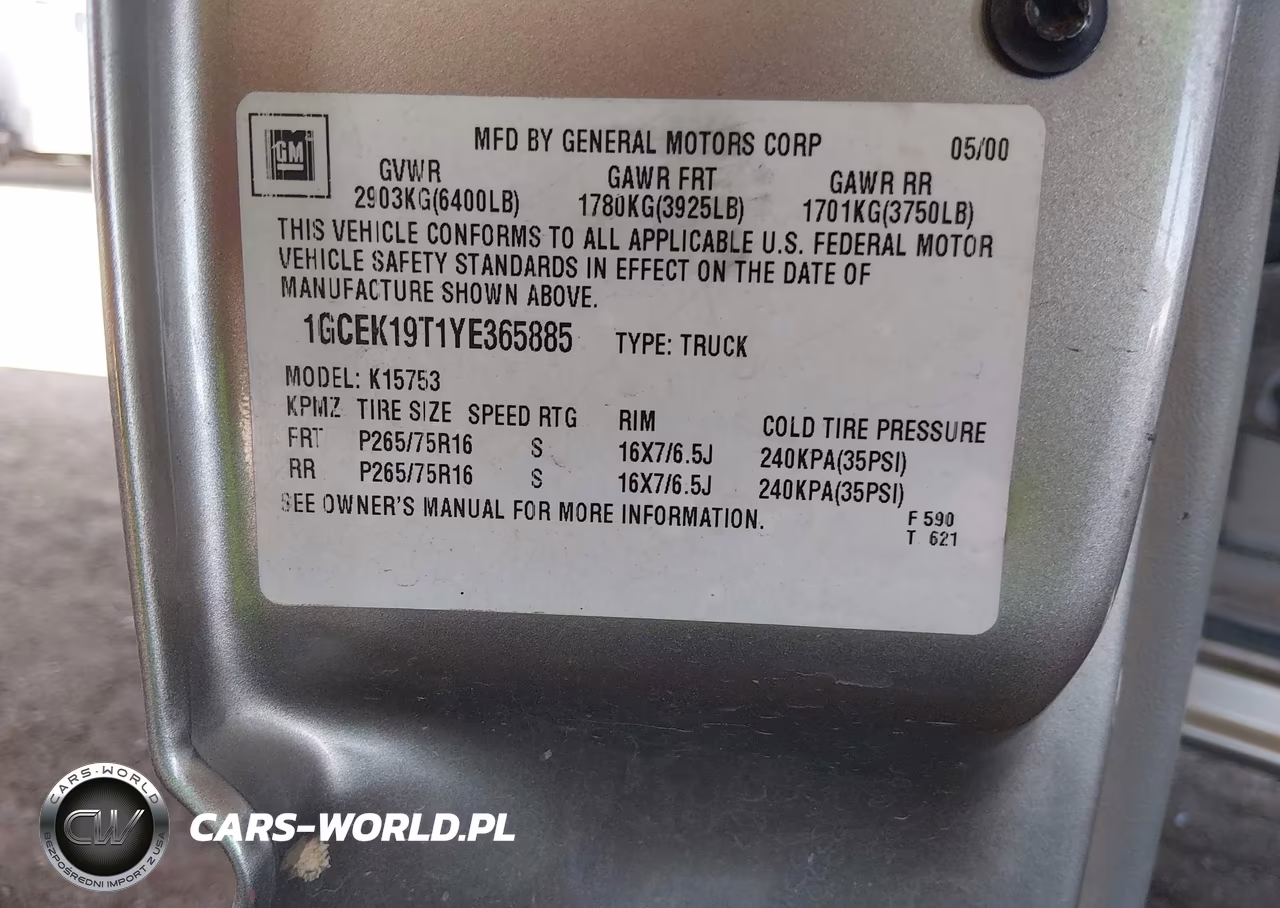 2000 Chevrolet Silverado 1500 Ls VIN:1GCEK19T1YE365885 - 9