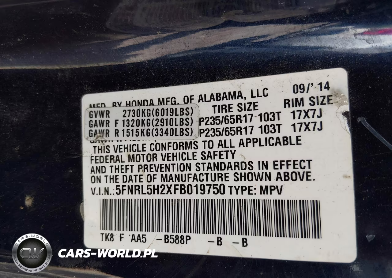 2015 Honda Odyssey Lx VIN:5FNRL5H2XFB019750 - 9