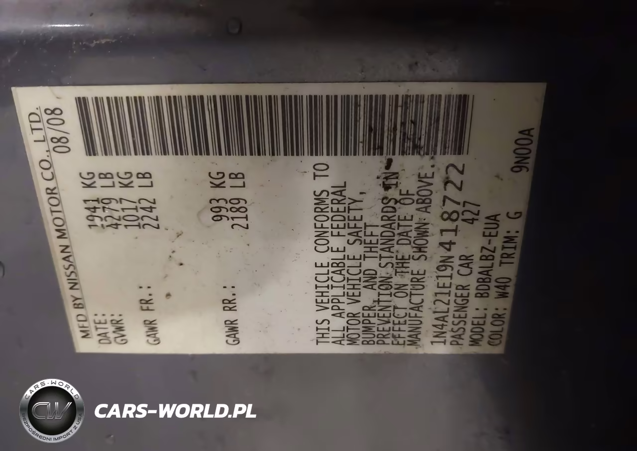 2009 Nissan Altima 2.5 S VIN:1N4AL21E19N418722 - 9