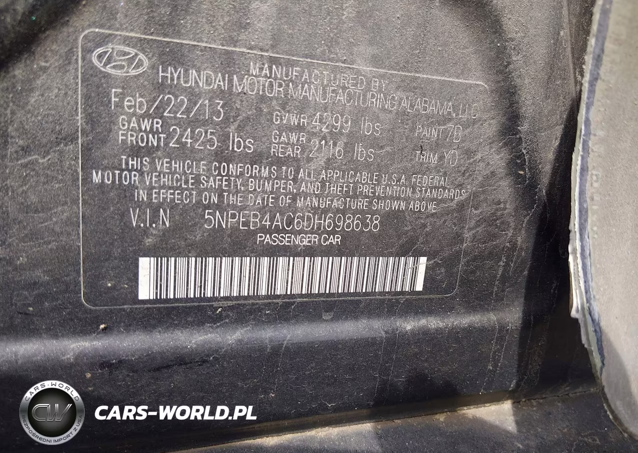 2013 Hyundai Sonata Gls VIN:5NPEB4AC6DH698638 - 9