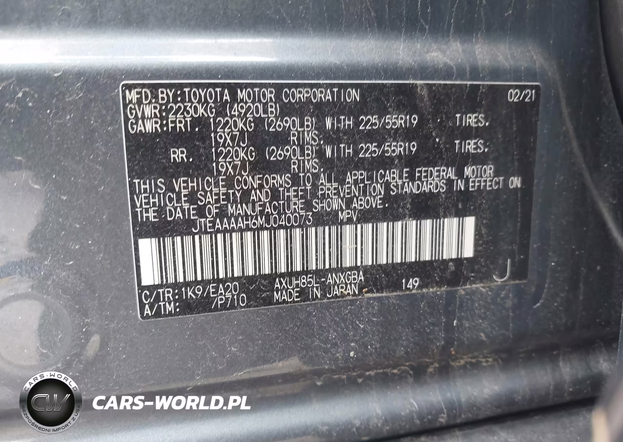 2021 Toyota Venza Xle VIN:JTEAAAAH6MJ040073 - 9