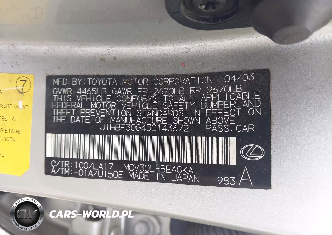 2003 Lexus Es 300 VIN:JTHBF30G430143672 - 9