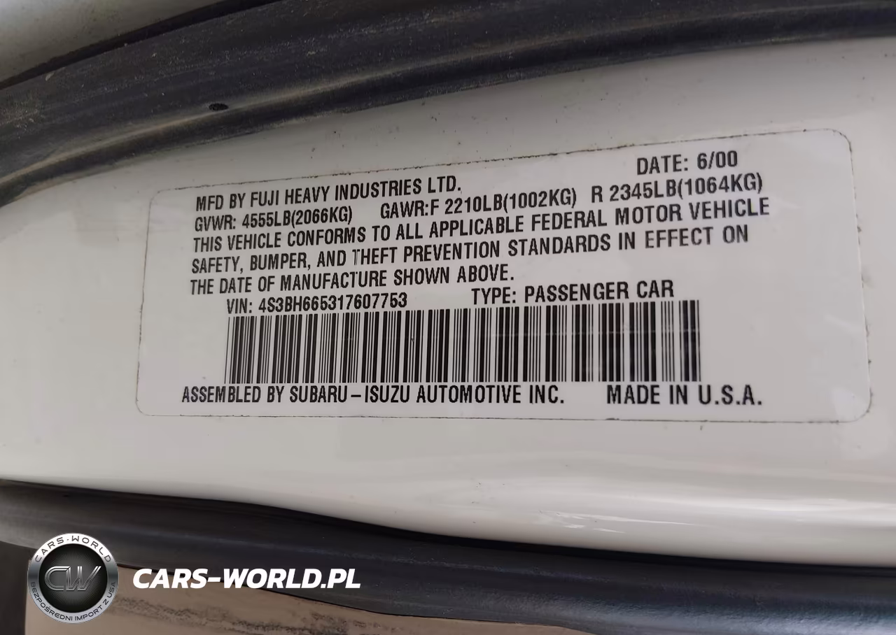 2001 Subaru Outback VIN:4S3BH665317607753 - 9