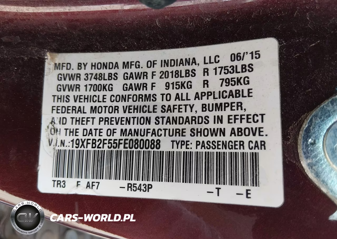 2015 Honda Civic Lx VIN:19XFB2F55FE080088 - 9