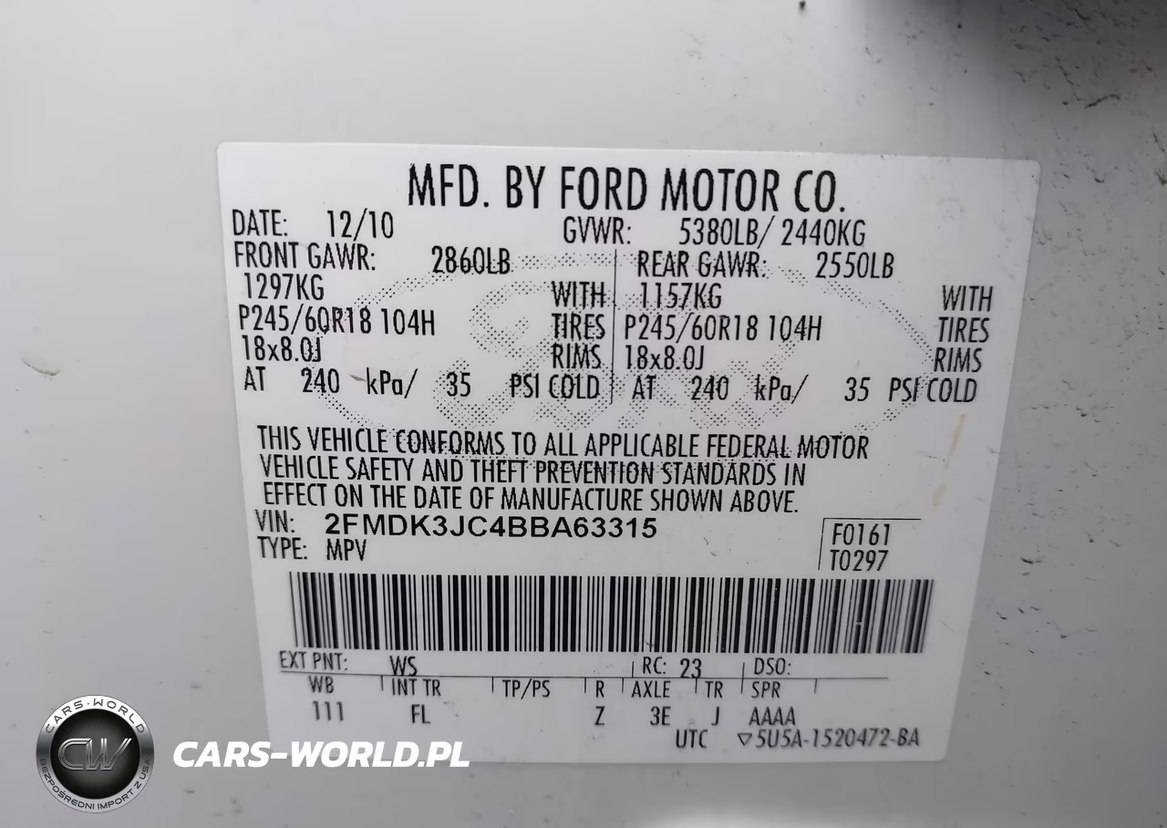 2011 Ford Edge Sel VIN:2FMDK3JC4BBA63315 - 9