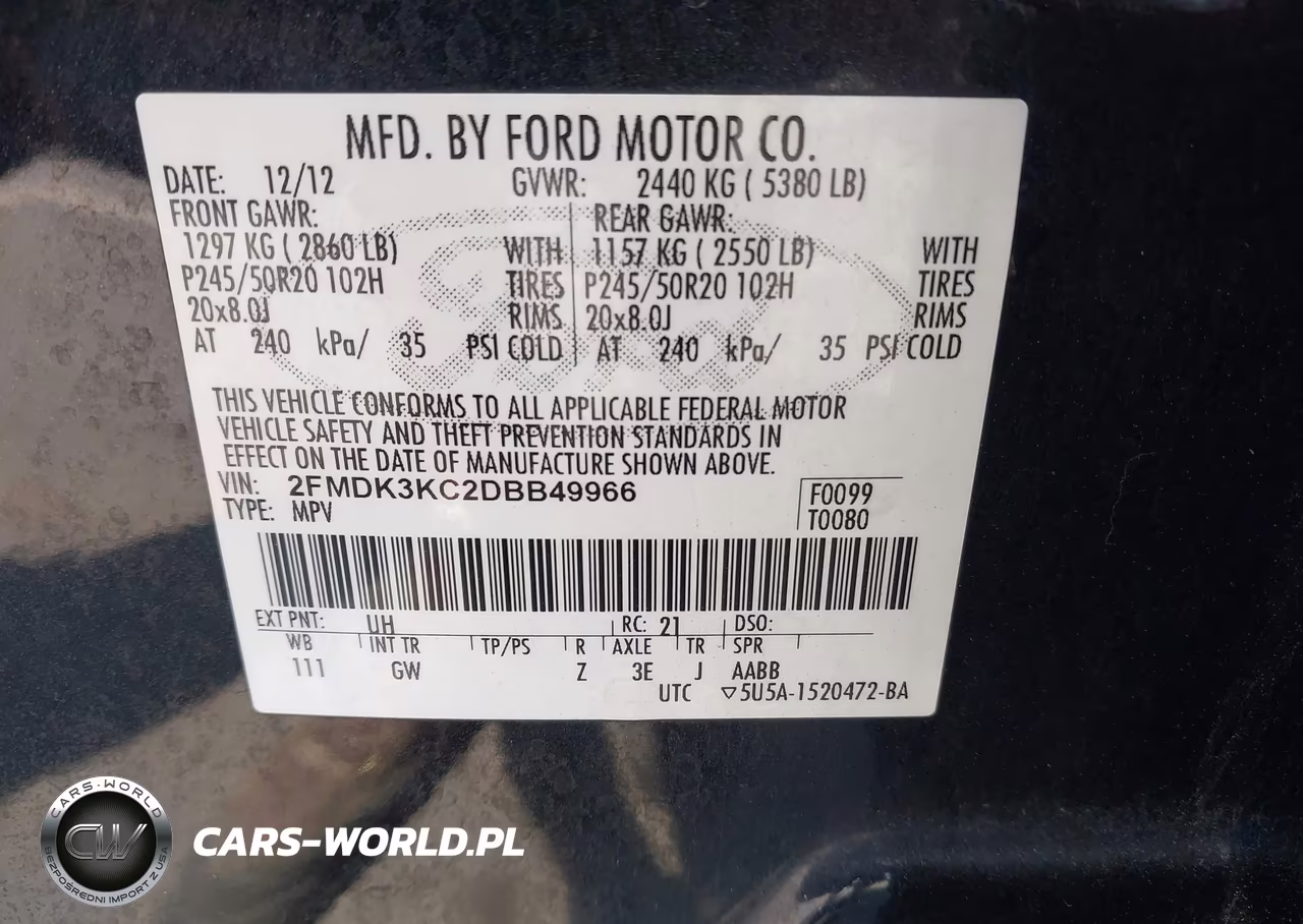 2013 Ford Edge Limited VIN:2FMDK3KC2DBB49966 - 9