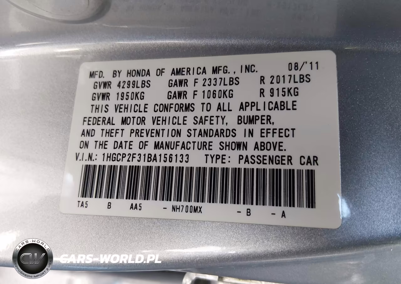 2011 Honda Accord 2.4 Lx VIN:1HGCP2F31BA156133 - 9