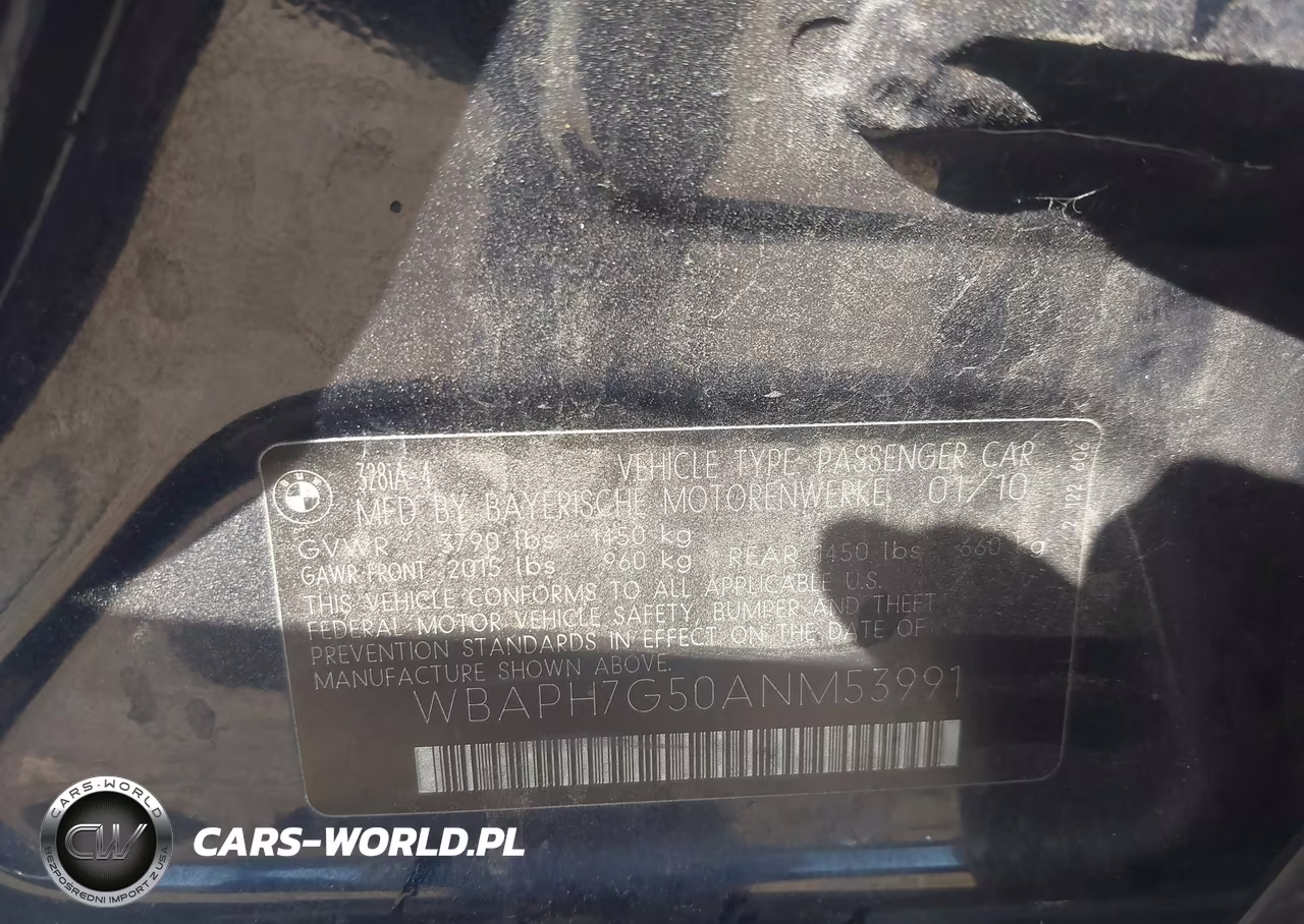 2010 BMW 328I VIN:WBAPH7G50ANM53991 - 9