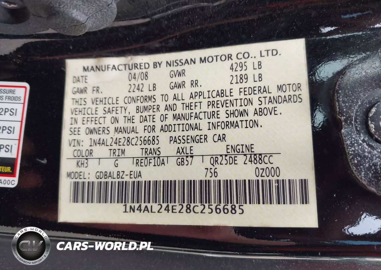 2008 Nissan Altima 2.5 S VIN:1N4AL24E28C256685 - 9
