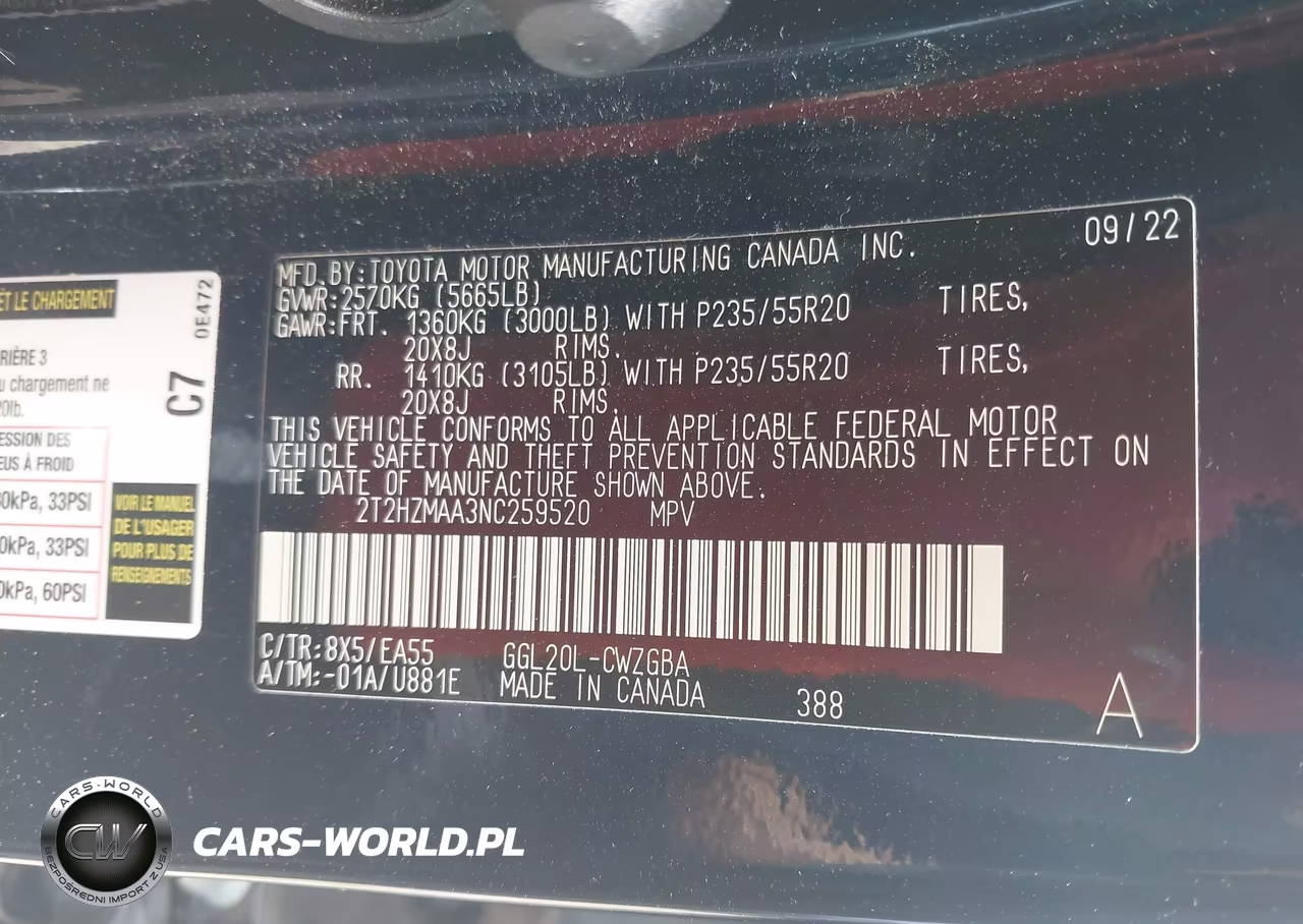 2022 Lexus Rx 350 VIN:2T2HZMAA3NC259520 - 9