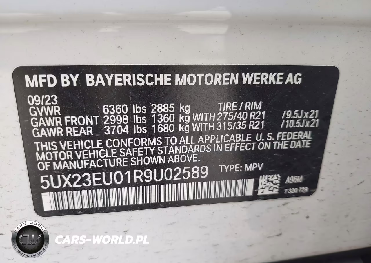 2024 BMW X5 xDrive40I VIN:5UX23EU01R9U02589 - 9