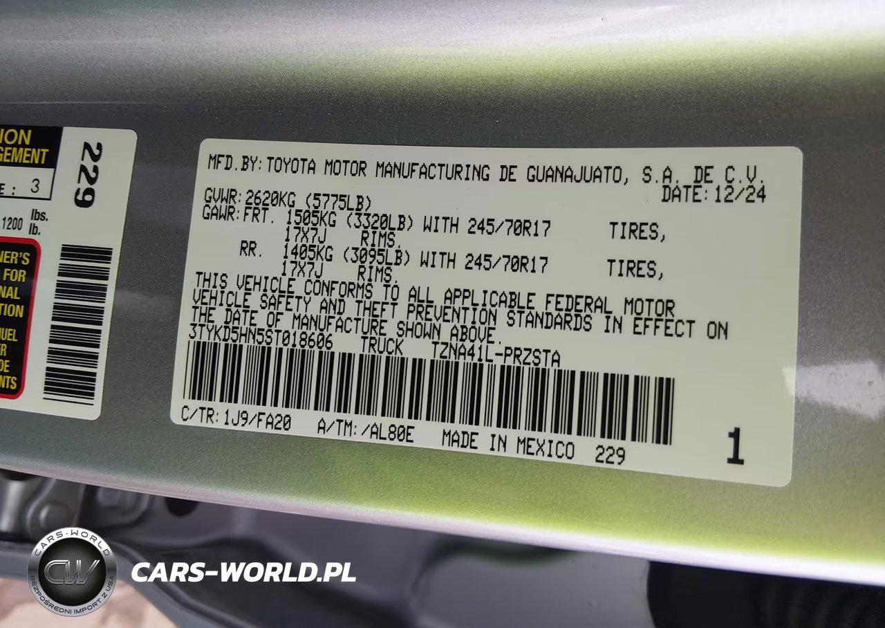 2025 Toyota Tacoma Sr VIN:3TYKD5HN5ST018606 - 9