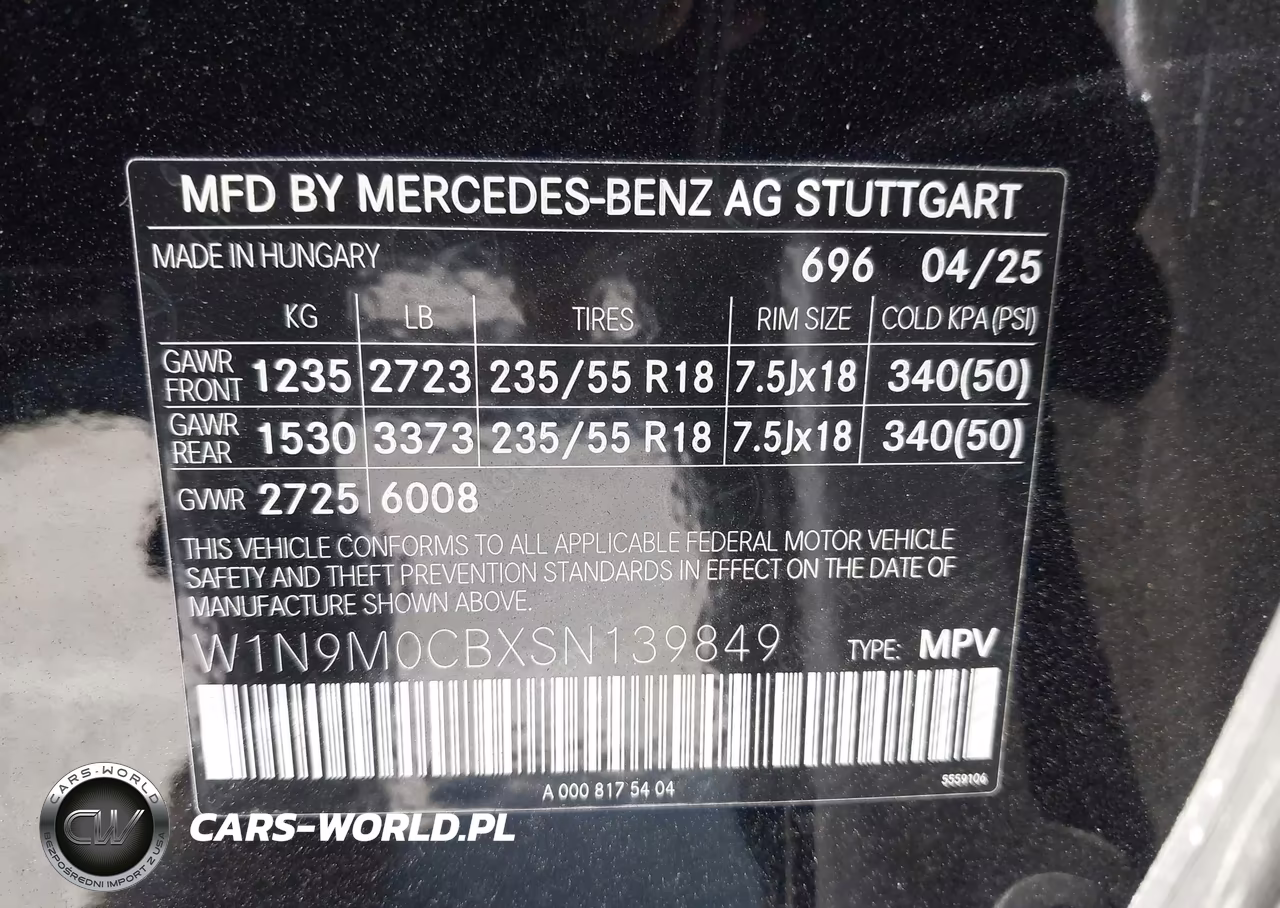 2025 Mercedes-Benz Eqb 250 Suv VIN:W1N9M0CBXSN139849 - 9