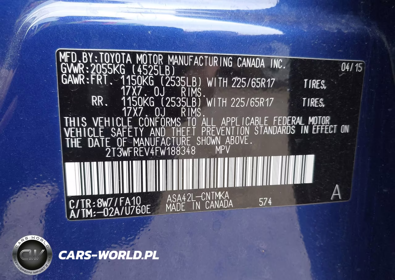 2015 Toyota Rav4 Xle VIN:2T3WFREV4FW188348 - 9