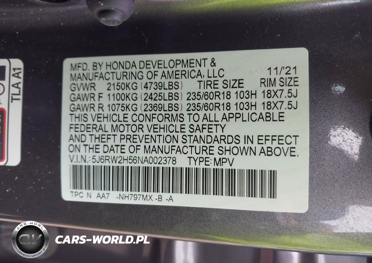 2022 Honda Cr-V Awd Ex VIN:5J6RW2H56NA002378 - 9