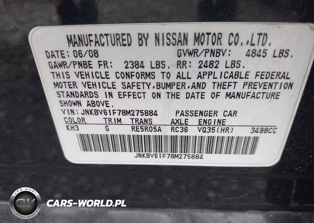2008 Infiniti G35X VIN:JNKBV61F78M275884 - 9