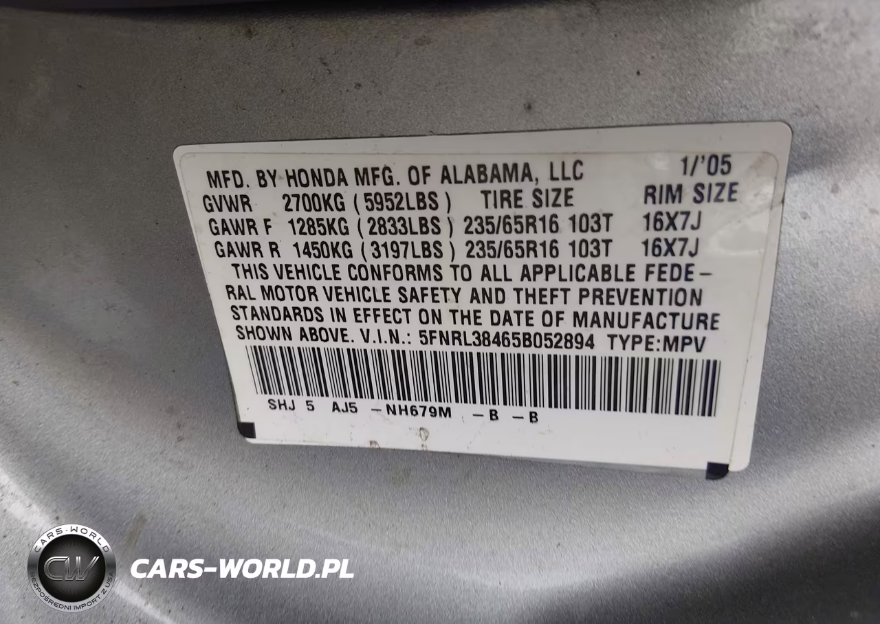 2005 Honda Odyssey Ex VIN:5FNRL38465B052894 - 9
