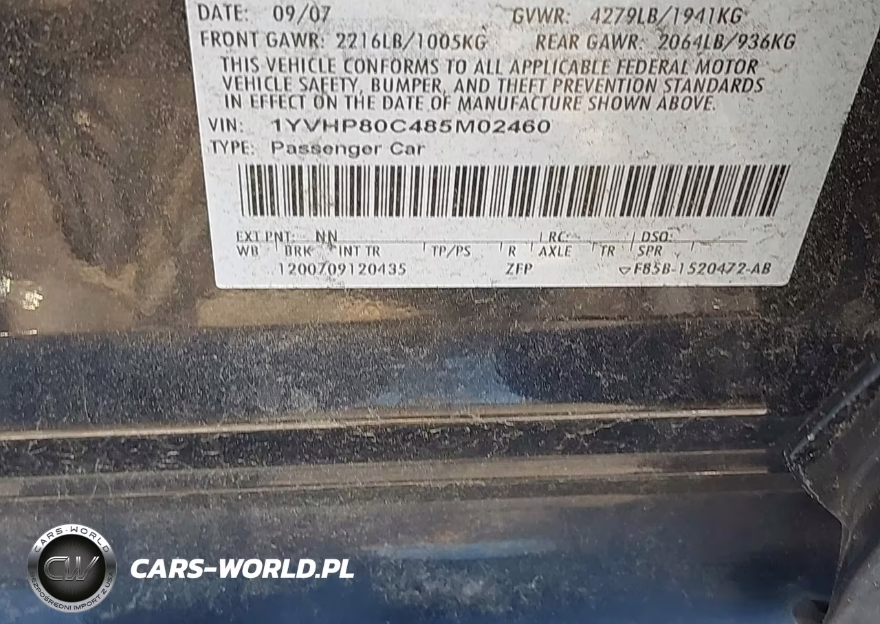 2008 Mazda Mazda6 I Sport Ve VIN:1YVHP80C485M02460 - 9