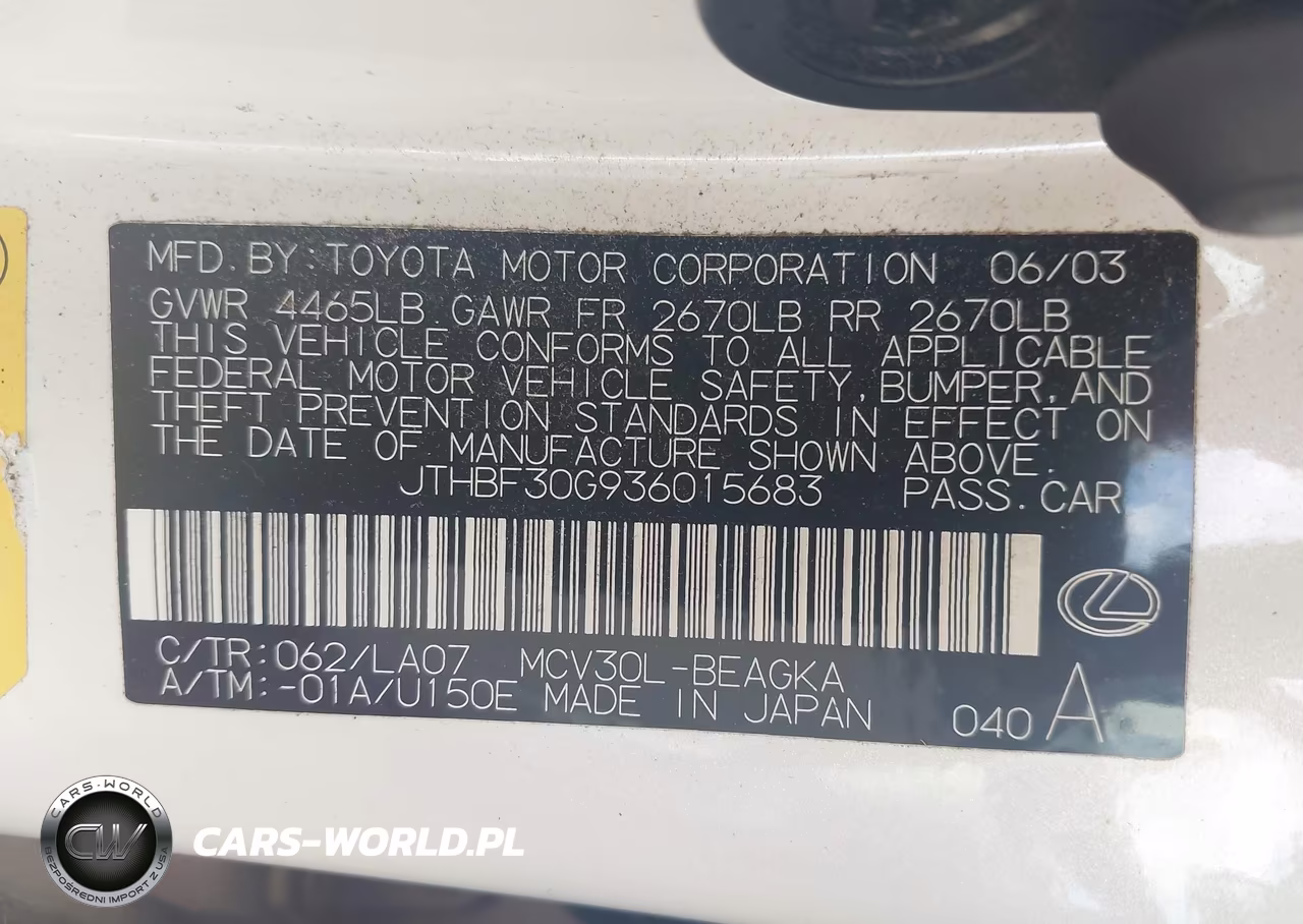 2003 Lexus Es 300 VIN:JTHBF30G936015683 - 9