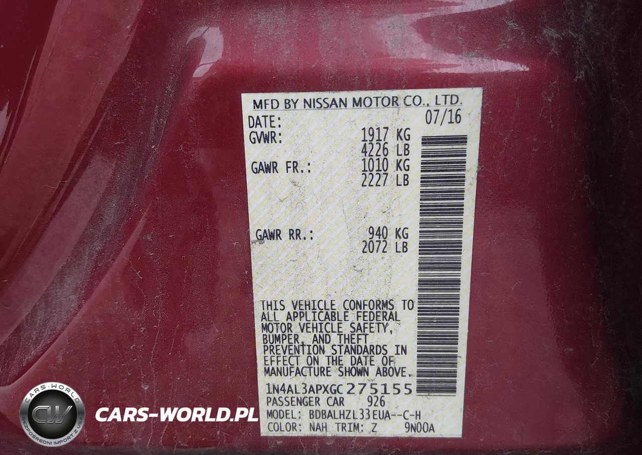 2016 Nissan Altima 2.5 Sr VIN:1N4AL3APXGC275155 - 9