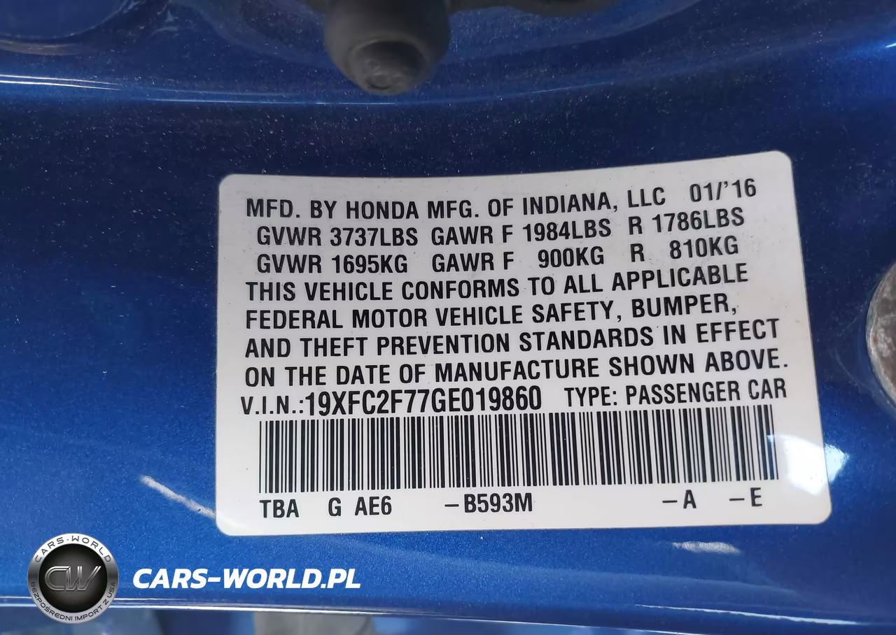 2016 Honda Civic Ex VIN:19XFC2F77GE019860 - 9