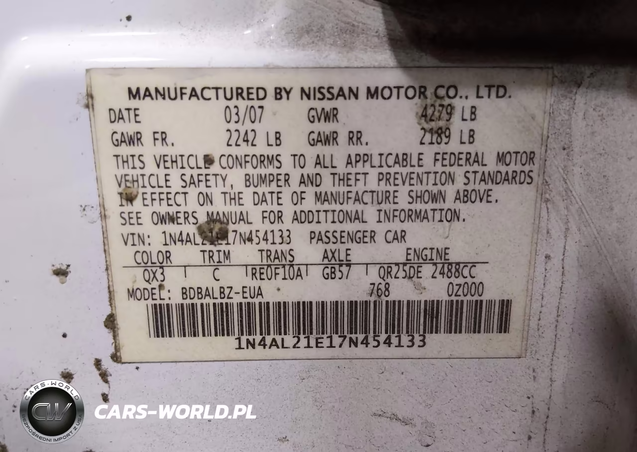 2007 Nissan Altima 2.5 S VIN:1N4AL21E17N454133 - 9