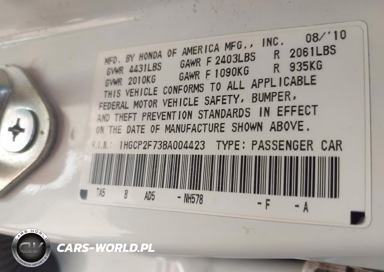 2011 Honda Accord 2.4 Ex VIN:1HGCP2F73BA004423 - 9
