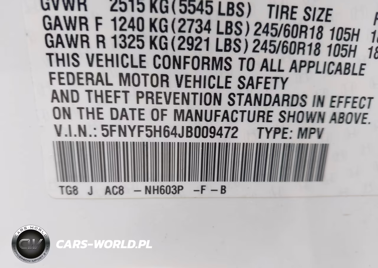 2018 Honda Pilot Ex-L VIN:5FNYF5H64JB009472 - 9