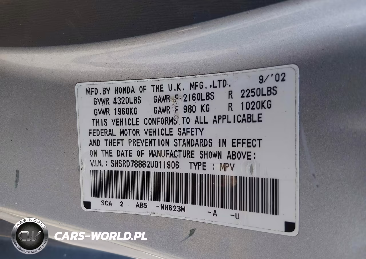 2002 Honda Cr-V Ex VIN:SHSRD78882U011906 - 9