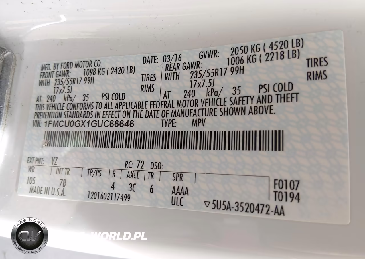 2016 Ford Escape Se VIN:1FMCU0GX1GUC66646 - 9