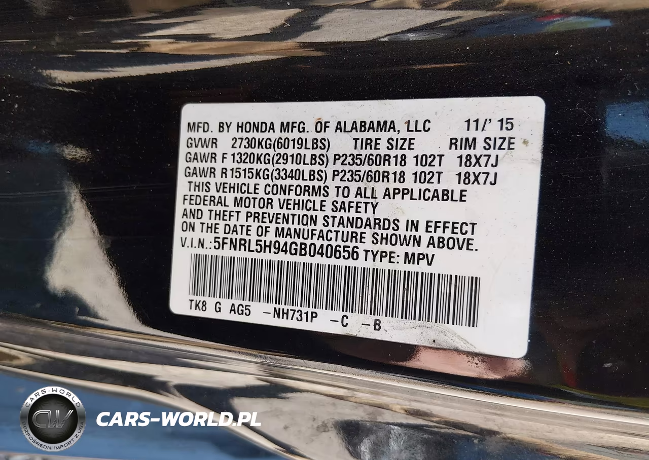 2016 Honda Odyssey Touring-Touring Elite VIN:5FNRL5H94GB040656 - 9