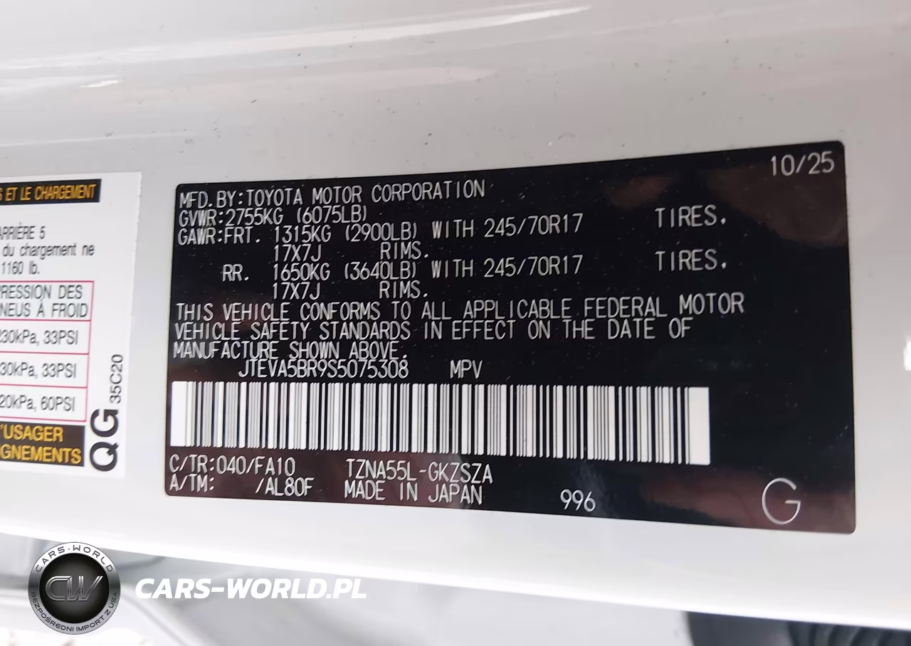 2025 Toyota 4Runner Sr5 VIN:JTEVA5BR9S5075308 - 9