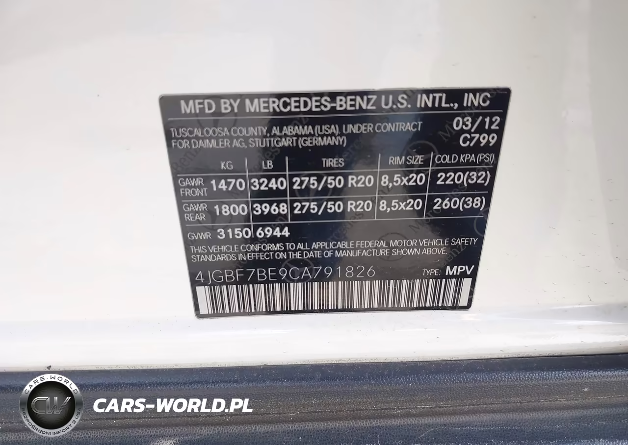 2012 Mercedes-Benz Gl 450 4Matic VIN:4JGBF7BE9CA791826 - 9