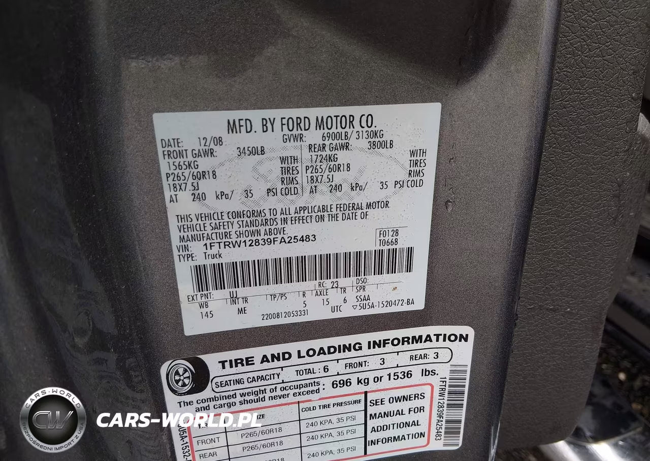 2009 Ford F-150 Xlt VIN:1FTRW12839FA25483 - 9