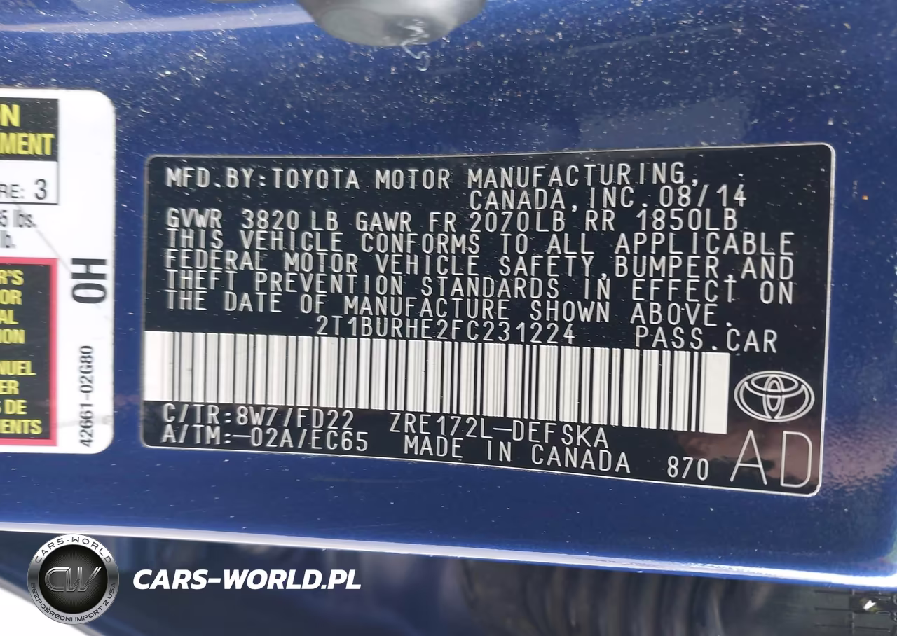 2015 Toyota Corolla S Plus VIN:2T1BURHE2FC231224 - 9