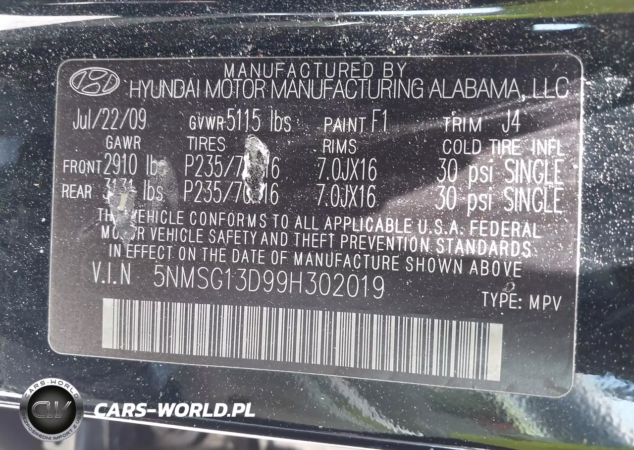 2009 Hyundai Santa Fe Gls VIN:5NMSG13D99H302019 - 9