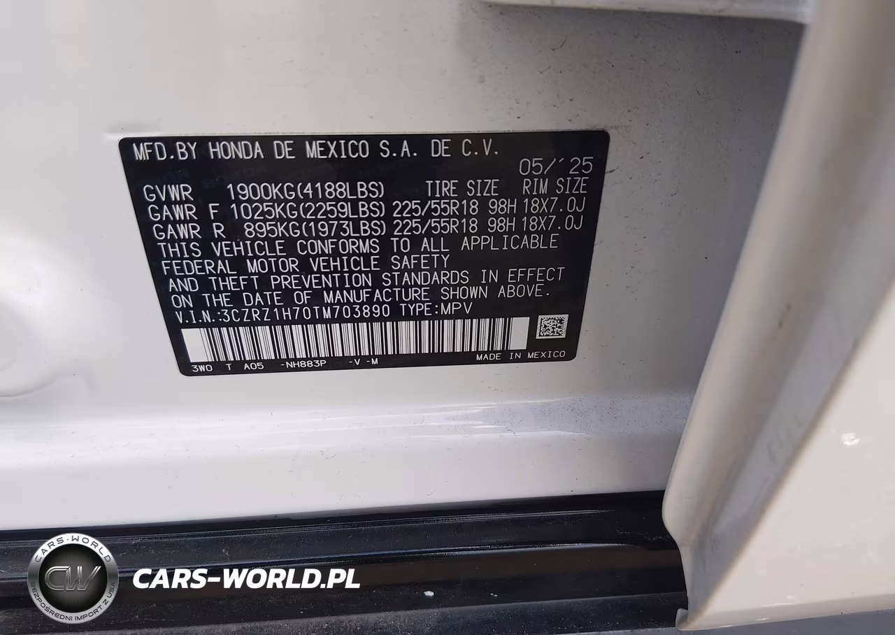 2026 Honda Hr-V 2Wd Ex-L VIN:3CZRZ1H70TM703890 - 9