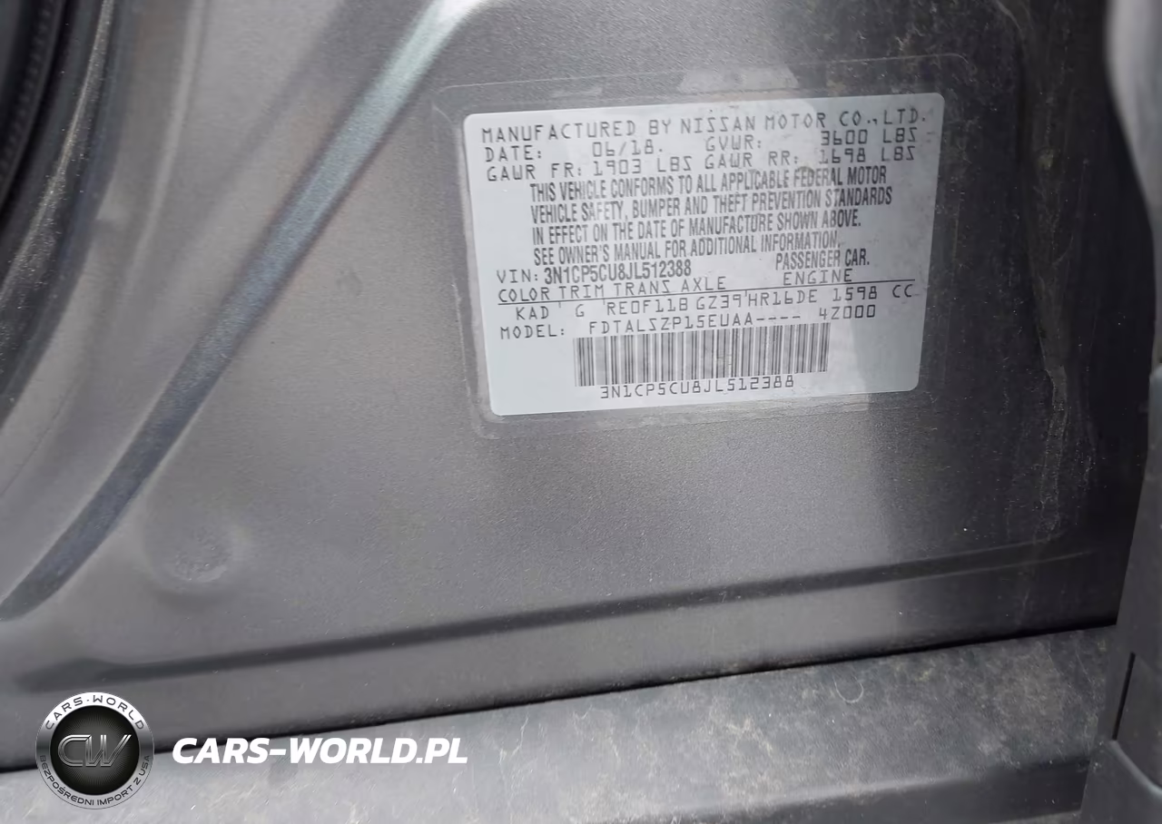 2018 Nissan Kicks Sv VIN:3N1CP5CU8JL512388 - 9