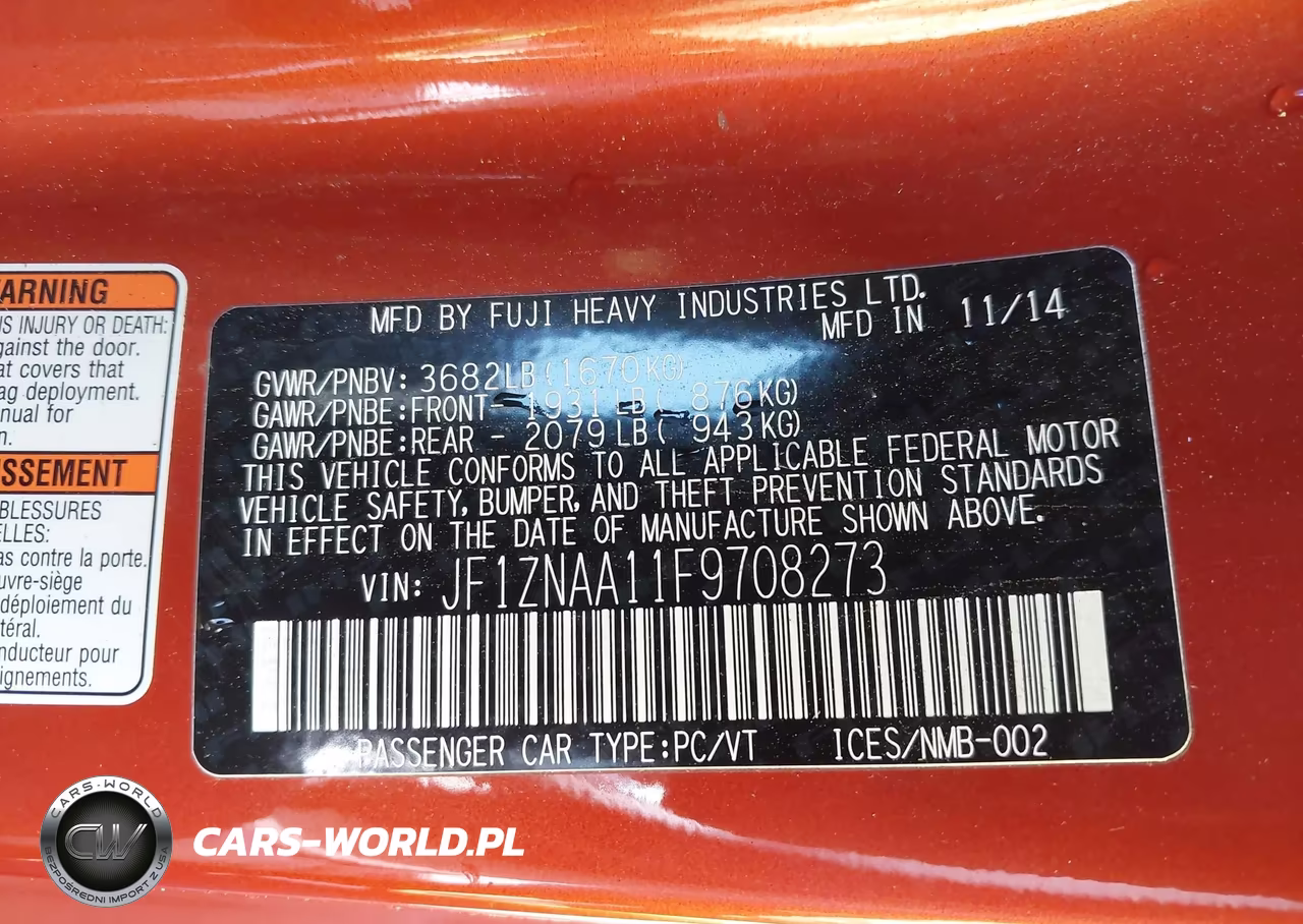 2015 Scion Fr-S VIN:JF1ZNAA11F9708273 - 9